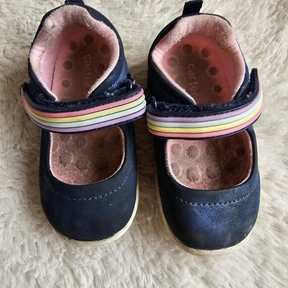 Carters Every Step 4 Crawl To Walk Navy Blue And Pink Shoes - Picture 2 of 9